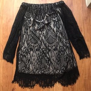 Love Fire lace off-the-shoulder dress